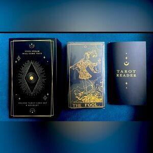 NEW Large - La Muci Your Dream Will Come True Black Gold & Tarot Fortune Cards